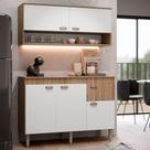 Kit Armário De Cozinha Aéreo E Bancada Completo Com 5 Portas E 1 Gaveta Carvalho Branco Kit Armário De Cozinha Aéreo E Bancada Completo Com 5 Portas E 1 Gaveta Carvalho Branco