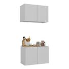 Kit Armário De Cozinha E Balcão 2 Portas Multimóveis Mp2163 Branco Branco Kit Armário De Cozinha E Balcão 2 Portas Multimóveis Mp2163 Branco Branco