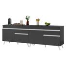 Kit Armário De Cozinha Gabinete Pia 120cm Veneza Multimóveis Mp2159 Preto/branco Preto/branco