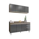 Kit Armário e Balcão 160cm C/ Tampo Freijó com Grafite - Belliv Decor Kit Armário e Balcão 160cm C/ Tampo Freijó com Grafite - Belliv Decor