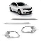 Kit Aro Moldura para Renault Logan 2014 a 2019 Friso Cromado