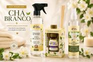 Kit Aromatizador Chá Branco Tropical Aromas Perfume de Ambiente Difusor Spray para Tecidos