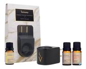 Kit Aromatizador Elétrico Porcelana Preto + Óleo Essencial Lavandin - Laranja Doce - Bergamota