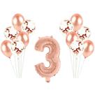Kit Arranjo de Balões Número 3 Rose Gold - 13 Itens