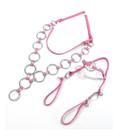 Kit Arreamento Rosa Feminino Completo Com Cabeçada De Argola Dupla Chapeada + Peitoral Argolado