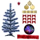 Kit Árvore De Natal Nevada 60cm Decorada Com Enfeites Pisca Pisca Led 110v