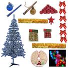 Kit Árvore Natal Nevada 2,10m 450 Galhos Com 77 Enfeites Pisca Pisca Led 220v