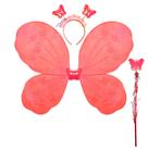 Kit Asa de Borboleta com Varinha e Tiara Vermelho
