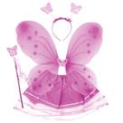 Kit Asa de Borboleta Infantil Saia Tule Varinha e Tiara