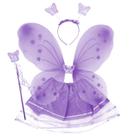 Kit Asa de Borboleta Infantil Saia Tule Varinha e Tiara