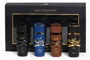 Kit Asad Lattafa 4x25ml cada perfume árabe incleu asad preto, asad bourbon, asad elixir e asad zanzibar limited edition 25ml cada