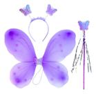 Kit Asas Fada Borboleta Fantasia Infantil Tiara E Varinha