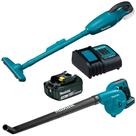Kit Aspirador de Pó 30 Watts + Soprador a Bateria 18 Volts + Bateria 3.0Ah e Carregador - KITDCL180+DUB - MAKITA