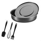 Kit Assadeira Com Fundo Removível para Bolo ou Torta Antiaderente 26Cm 3,1 MTA + Kit Confeiteiro De Silicone Preto