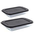 Kit Assadeira De Vidro Retangular Com Tampa 2,2L e 3L - Mor