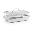 KIT ASSADEIRA INOX GRILL 41x24CM COM TAMPA INOX 41x24CM