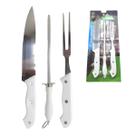 Kit Assador Churrasco Garfo Faca Chaira Aço Inox Faqueiro 3p Kit Assador Churrasco Garfo Faca Chaira Aço Inox Faqueiro 3p