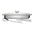 Kit Assar E Servir Tramontina Aço Inox Com Tampa De Vidro 3 Peças