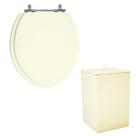 Kit Assento Laqueado Oval Biscuit + Lixeira MDF Quadrada Biscuit 8L
