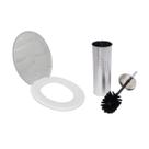 Kit Assento Marmorizado Cores Oval Soft Astra + Escova Dispenser Sanitária Inox