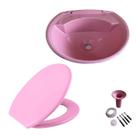 Kit Assento Sanitário Soft Close + Lavatório Rosa Meu Mundo Rosa