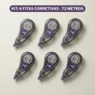 Kit Atacado 6 Fitas Corretivas 12m x 5mm Alta Precisão Design Moderno Fumê
