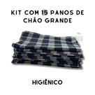 Kit até 15 Panos de Chão Xadrez Saco 65x40cm Grande Duplo Alvejado para Limpeza Geral