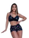 Kit Até 2 Short Doll Lara Estampado Tecido Romantic com Renda e Ajuste Perfeito