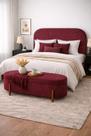 Kit Atenas Cabeceira de Cama Box Orgânica e Recamier Calçadeira Baú Casal 140 cm Suede Bordo Lupesa Móveis e Decoração