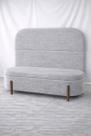 Kit Atenas Cabeceira de Cama Box Orgânica e Recamier Calçadeira Baú Casal 140 cm Suede Prata Lupesa Móveis e Decoração
