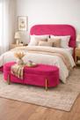 Kit Atenas Cabeceira de Cama Box Orgânica e Recamier Calçadeira Baú Casal 140 cm Suede Rosa Pink Lar Móveis e Decoração