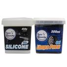Kit Auto Limpeza Completa Silicone 500ml Limpa Pneu 450g RC