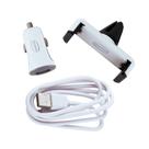 Kit automotivo lightning 3 em 1, cabo, carregador e suporte veicular branco ka100 newlink