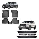 Kit Automotivo TCross 4 Portas Tapete Bandeja Preto 2019 5 Pçs Soleira Preta 2018 4 Pçs