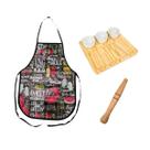 Kit Avental Estampado Vermelho, Petisqueira Quadri e Socador Caipirinha Kit Avental Estampado Vermelho, Petisqueira Quadri e Socador Caipirinha