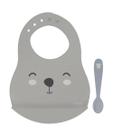 Kit Babador e Colher Infantil Tramontina Le Petit Cinza 2 Peças