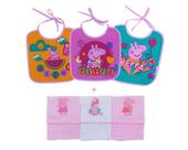 Kit babadores+paninhos de boca peppa pig 06-peças incomfral