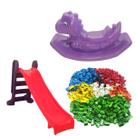 Kit baby infantil escorregador médio com 3 degraus + gangorrra dino super divertida para crianças a partir de 03 anos de