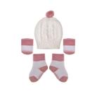 Kit baby rosa claro e branco toca luva e meia ref-22402001