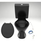 Kit bacia c/ cx acoplada saveiro preto c/ assento e kit instaçao