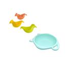 Kit Bacia Gatinho Infantil Verde+Patinhos de Banho Bebe