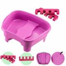 Kit Bacia para Pés Pedestal + Separador de Dedos EVA Pedicure Salão de Beleza Multiuso Dompel - Rosa
