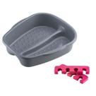 Kit Bacia para Pés + Separador de Dedos Pedicure Salão de Beleza Multiuso Relaxamento Compact Dompel - Cinza