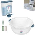 Kit Bacia Plástica 14 Litros Porta Sabão Em Pó 1Kg Com Dosador Rolo Adesivo Para Limpeza Casa Lavanderia - Sanremo Kit Bacia Plástica 14 Litros Porta Sabão Em Pó 1Kg Com Dosador Rolo Adesivo Para Limpeza Casa Lavanderia - Sanremo