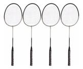 Kit Badminton Pro 4 Raquetes 2 Petecas C/ Rede E Suporte