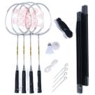 Kit Badminton Yonex GR-303 com 4 Raquetes Rede e 2 Petecas