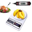 Kit Balança Digital 10Kg Precisão De Cozinha Mais Termômetro Culinário Espeto Tp101