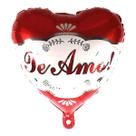Kit Balão Metalizado Coração Te amo Vermelho e Branco - 20un