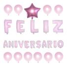 Kit Balão Metalizado Feliz Aniversário Festa Namorado 27 Pçs