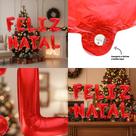 Kit Balão Metalizado LETRA FELIZ NATAL VERMELHO Decoração Festa Aniversário Temático Natalino Festividade Enfeite 37cm